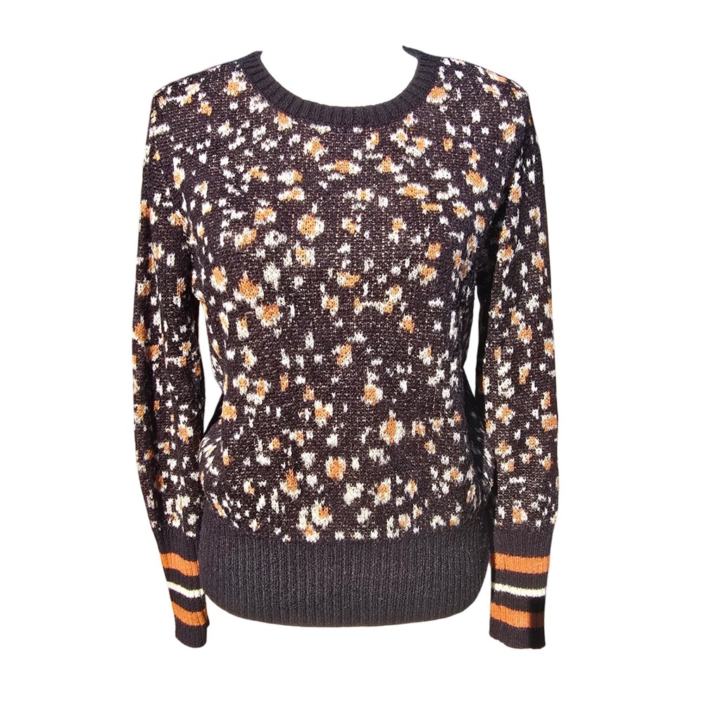 Saltwater Luxe Womens Sweater Animal Print Crew Neck Long Sleeve Knit Small